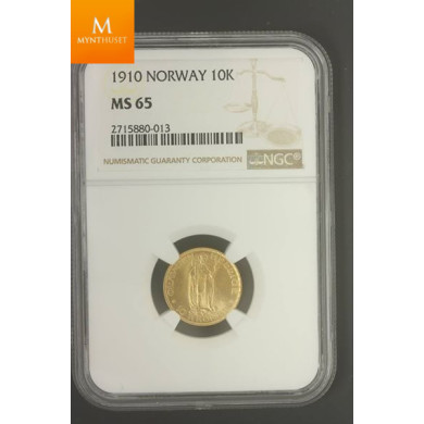 10 kroner 1910 kvalitet MS65 