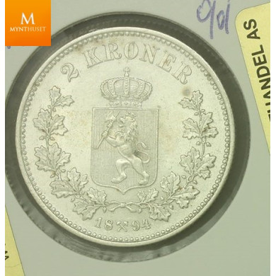 2 kroner 1894 kvalitet 0/01