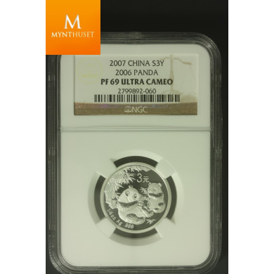 Kina: 3 Yuan 2007 Panda 2006 PF69 