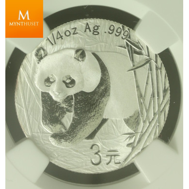 Kina: 3 Yuan 2007 Panda 2001-2002 PF69