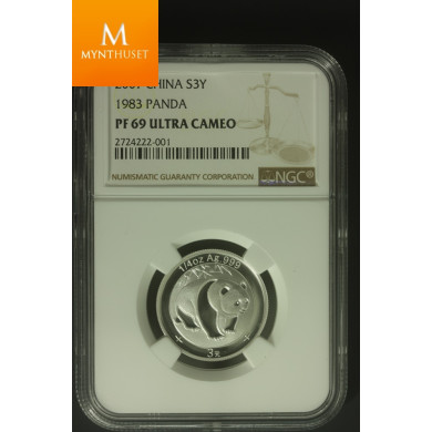 Kina: 3 Yuan 2007 Panda 1983 PF69