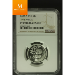 Kina: 3 Yuan 2007 Panda 1995 PF69 