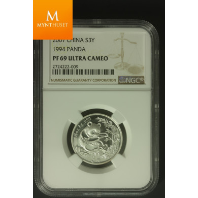 Kina: 3 Yuan 2007 Panda 1994 PF69