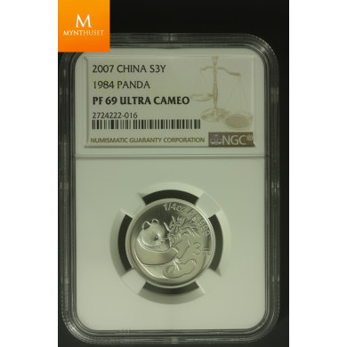 Kina: 3 Yuan 2007 Panda 1984 PF69 