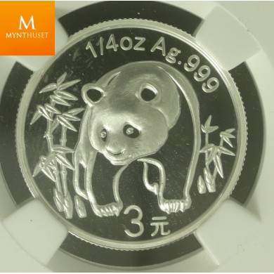 Kina: 3 Yuan 2007 Panda 1986 PF68 