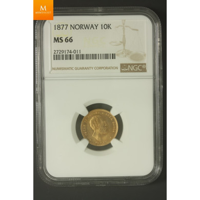 10 kroner 1877 kvalitet MS66 