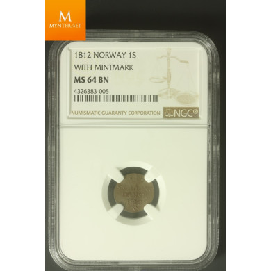 1 Skilling 1812 MM V-Form kvalitet MS64 BN