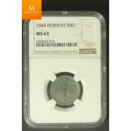 50 øre 1944 Z kvalitet MS63 