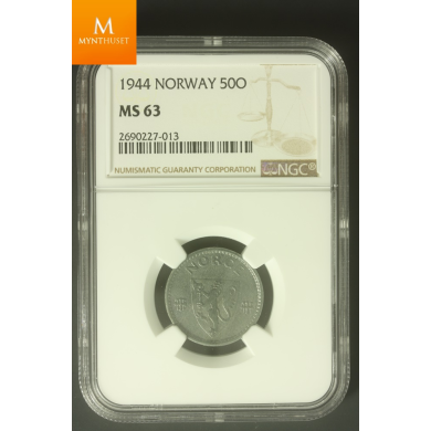 50 øre 1944 Z kvalitet MS63 
