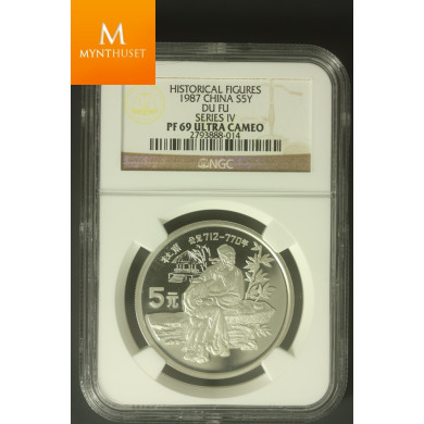 Kina: 5 Yuan 1987 DU FU PF69 UCAM