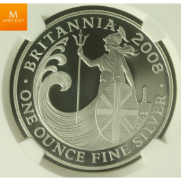 2008 Great Britain Britannia Two Pound Silver Proof 1oz Coin NGC PF70 UCAM
