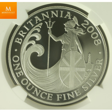 2008 Great Britain Britannia Two Pound Silver Proof 1oz Coin NGC PF70 UCAM