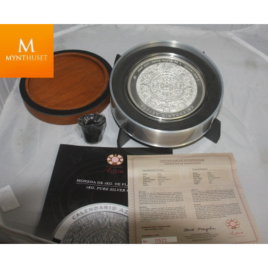 2008 Mexico 1 Kilo 100 Pesos Aztec Calendar Prooflike Silver Coin 