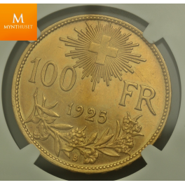 Switzerland: Confederation gold 100 Francs 1925-B NGC MS64 