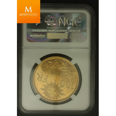 Switzerland: Confederation gold 100 Francs 1925-B NGC MS64 