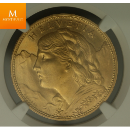 Switzerland: Confederation gold 100 Francs 1925-B NGC MS64 