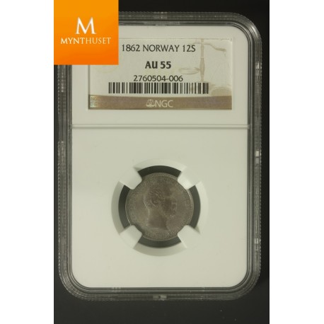 12 skilling 1862 kvalitet god 01 , AU55