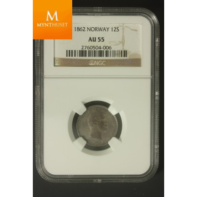12 skilling 1862 kvalitet god 01 , AU55