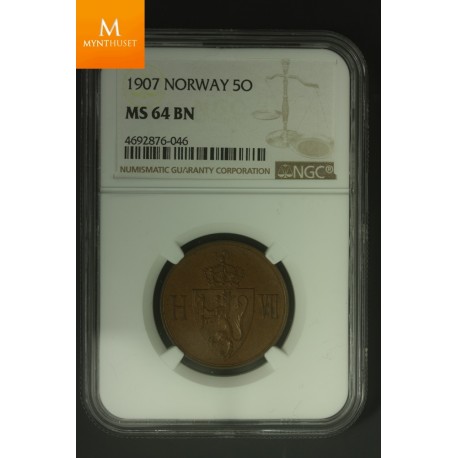 Norway 5 øre 1907 NGC MS64