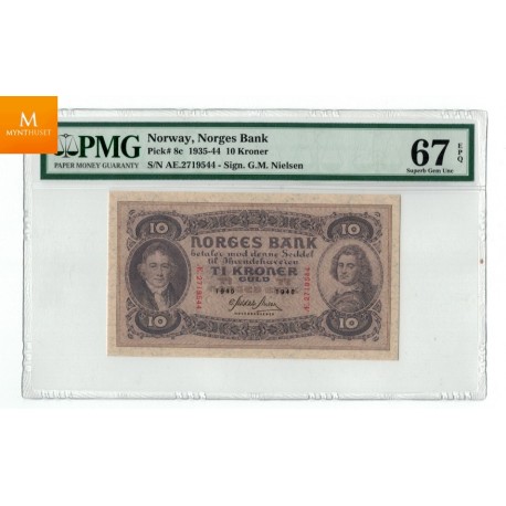 10 kroner 1940 Æ PMG MS67EPQ KV0