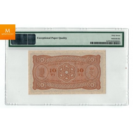10 kroner 1940 Æ PMG MS67EPQ KV0