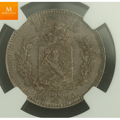 Norway 12 skilling 1850 kvalitet NGC PF64