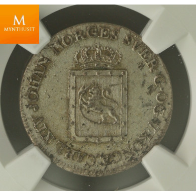 2 skilling 1825 kvalitet 0/01 , NGC MS62 2 skilling 1825 kvalitet 0/01 , NGC MS62