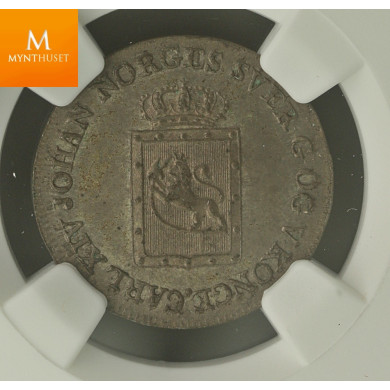 4 Skilling 1825 kvalitet 0/01 , NGC MS62 4 Skilling 1825 kvalitet 0/01 , NGC MS62