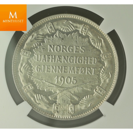 Norway 2 kroner 1906 gevær kvalitet 0/01 NGC MS61
