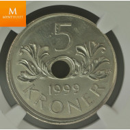 Norway: 5 kroner 1999 MINT ERROR NGC MS66