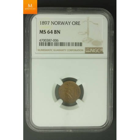 1 øre 1897 kvalitet 0 , NGC MS64 BN