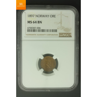 1 øre 1897 kvalitet 0 , NGC MS64 BN 1 øre 1897 kvalitet 0 , NGC MS64 BN