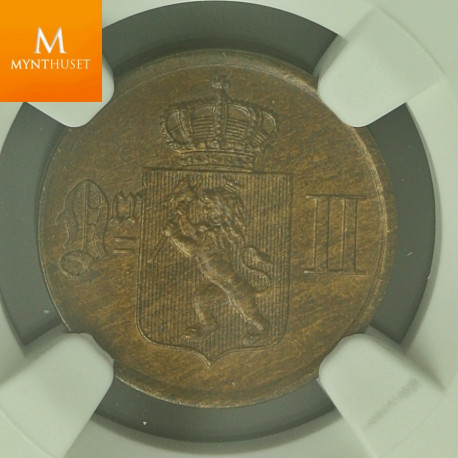 Nydelig 1 øre 1876 kvalitet 0 , NGC MS64 BN
