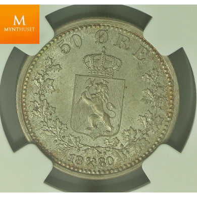 50 øre 1880 kvalitet 0 , NGC MS66