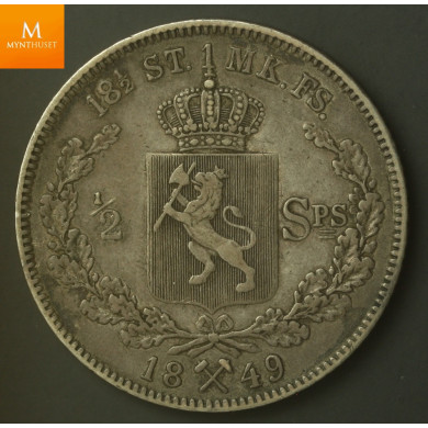 1/2 Spceciedaler 1849 kvalitet 1+