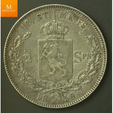 1/2 Speciedaler 1850 kvalitet 1/1+