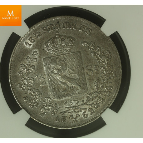 1/2 Speciedaler 1862 kvalitet pen 1+++