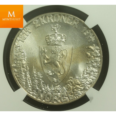 2 kroner Mor Norge kvalitet 0 , NGC MS64