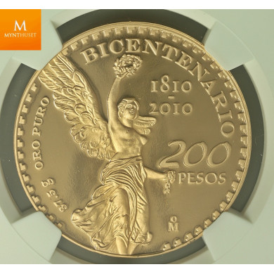 2010MO Mexico Gold 200 Pesos Bicentennial NGC PF70