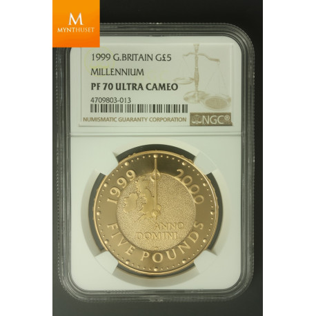 1999 G.Britain Gold 5 Pound Millenium NGC PF70 Ultra Cameo