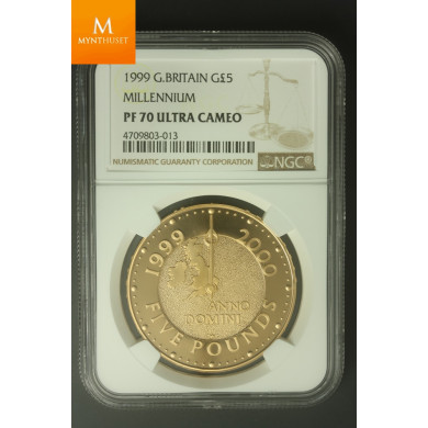 1999 G.Britain Gold 5 Pound Millenium NGC PF70 Ultra Cameo