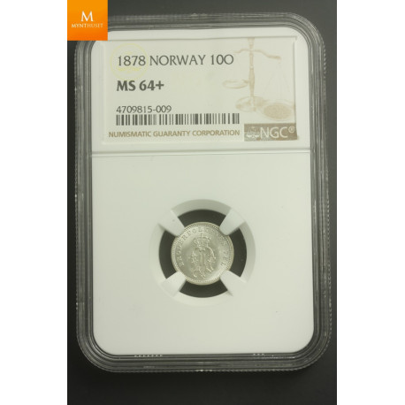 10 øre 1878 kvalitet 0 , NGC MS64+