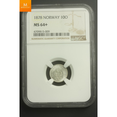 10 øre 1878 kvalitet 0 , NGC MS64+