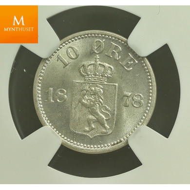 10 øre 1878 kvalitet 0 , NGC MS64+