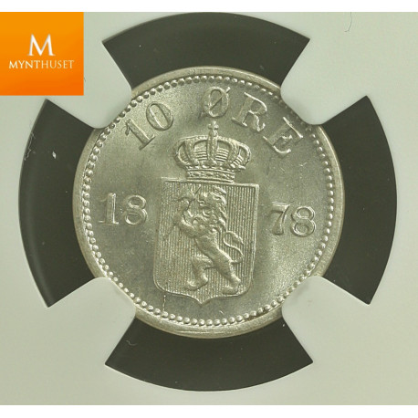 10 øre 1878 kvalitet 0 , NGC MS64+