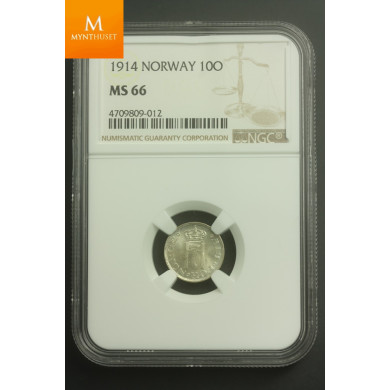 10 øre 1914 kvalitet 0 , NGC MS66