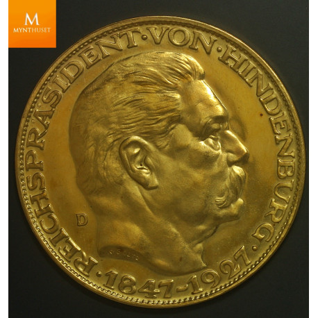 Paul von Hindenburg gold "80th Birthday" Medallic 5 Mark 1927-D