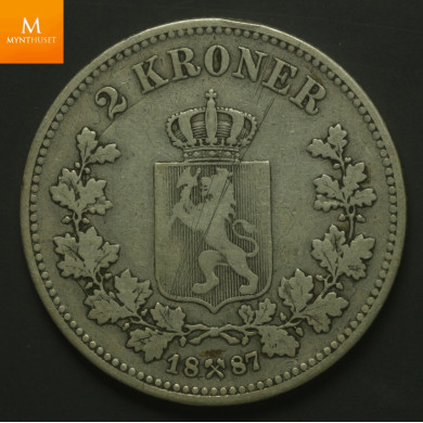 2 kroner 1887 kvalitet svak 1 riss