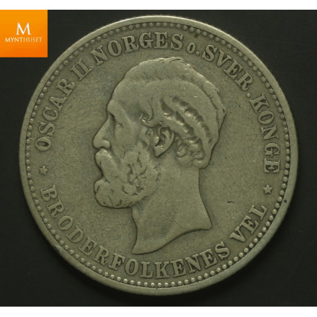 2 kroner 1887 kvalitet svak 1 riss