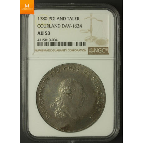 1780 Poland Taler Courland NGC AU53